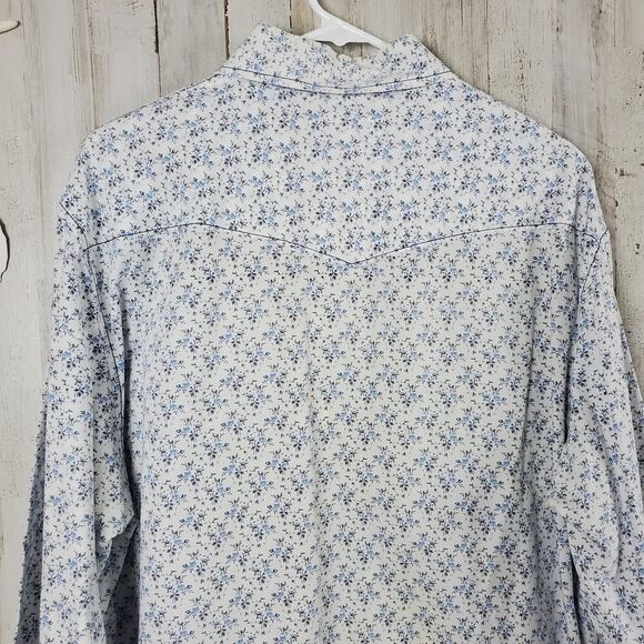 Detailed Button Down Shirt Blue White Size XL - Picture 5 of 12